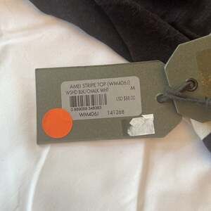 AllSaints Amei Stripe Top - Washed Black/Chalk White - New with Tags